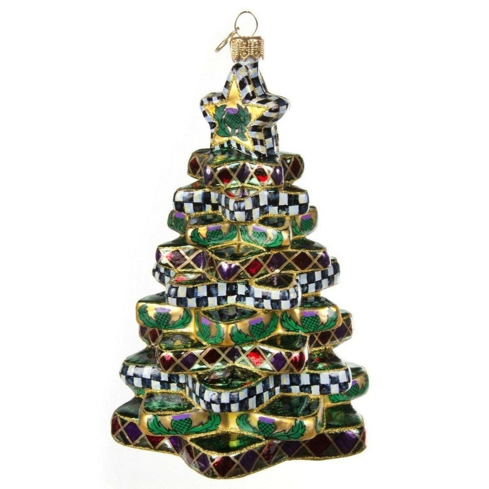 McKenzie Childs Stacking Star Glass Ornament Rare & Retired